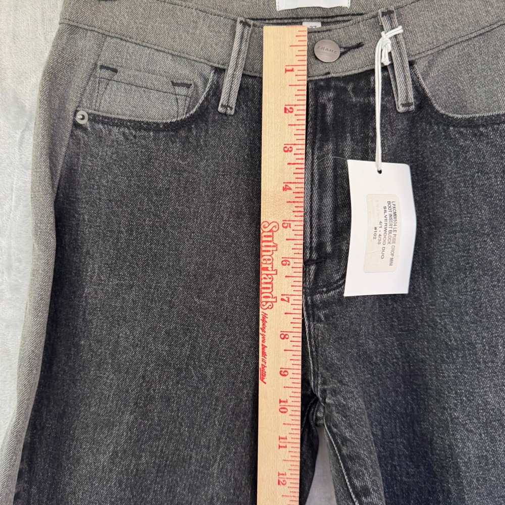 FRAME Le Pixie Crop Mini Boot Colorblock Jeans Silverwood Duo Grey Black Size 27 - Picture 6 of 9